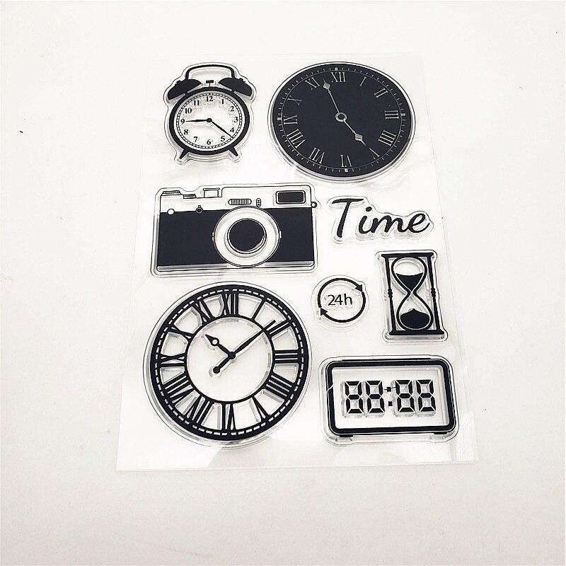 Clocks Camera Clear Stamps Transparent Seal 11x16cm Silicone Seal TPR Roller Stamps DIY Scrapbooking Cards