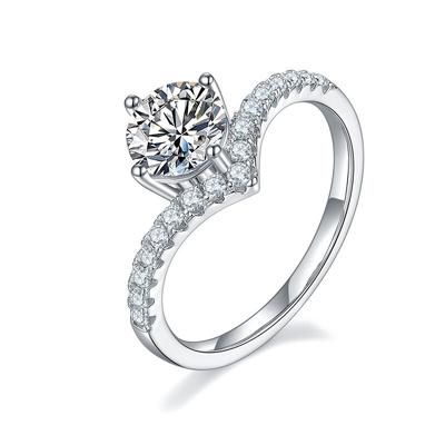 Real 1 Ct Round Moissanite Rings For Women 925 Sterling Silver Wedding Party Ring Sparkling Ring Femme Fine Jewelry Wholesale