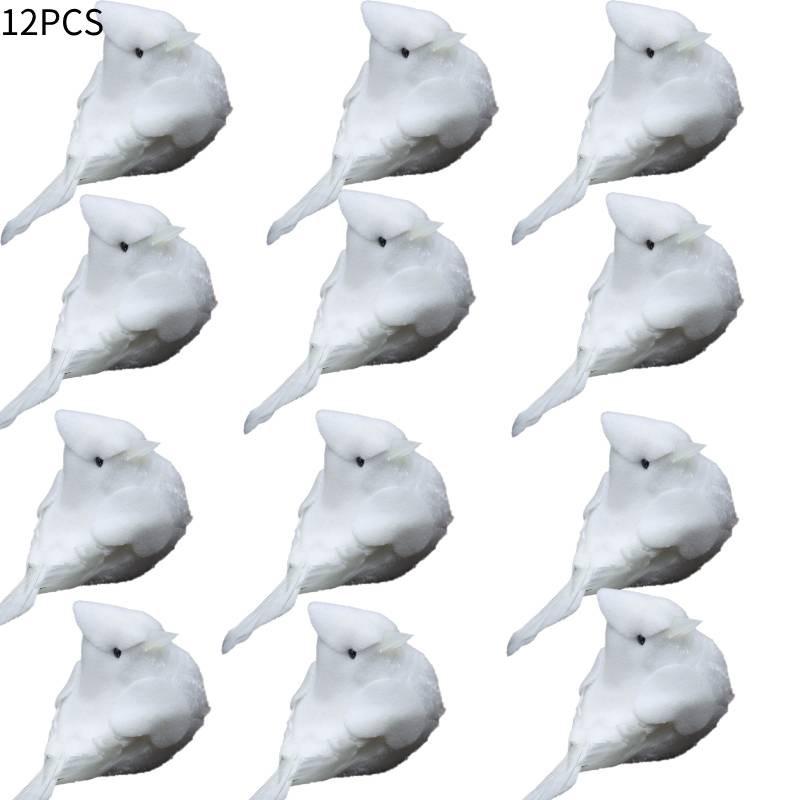 

Клипса 12x Рождественские малиновки Праздничное украшение на рождественскую елку в виде птицы Животное-украшение White