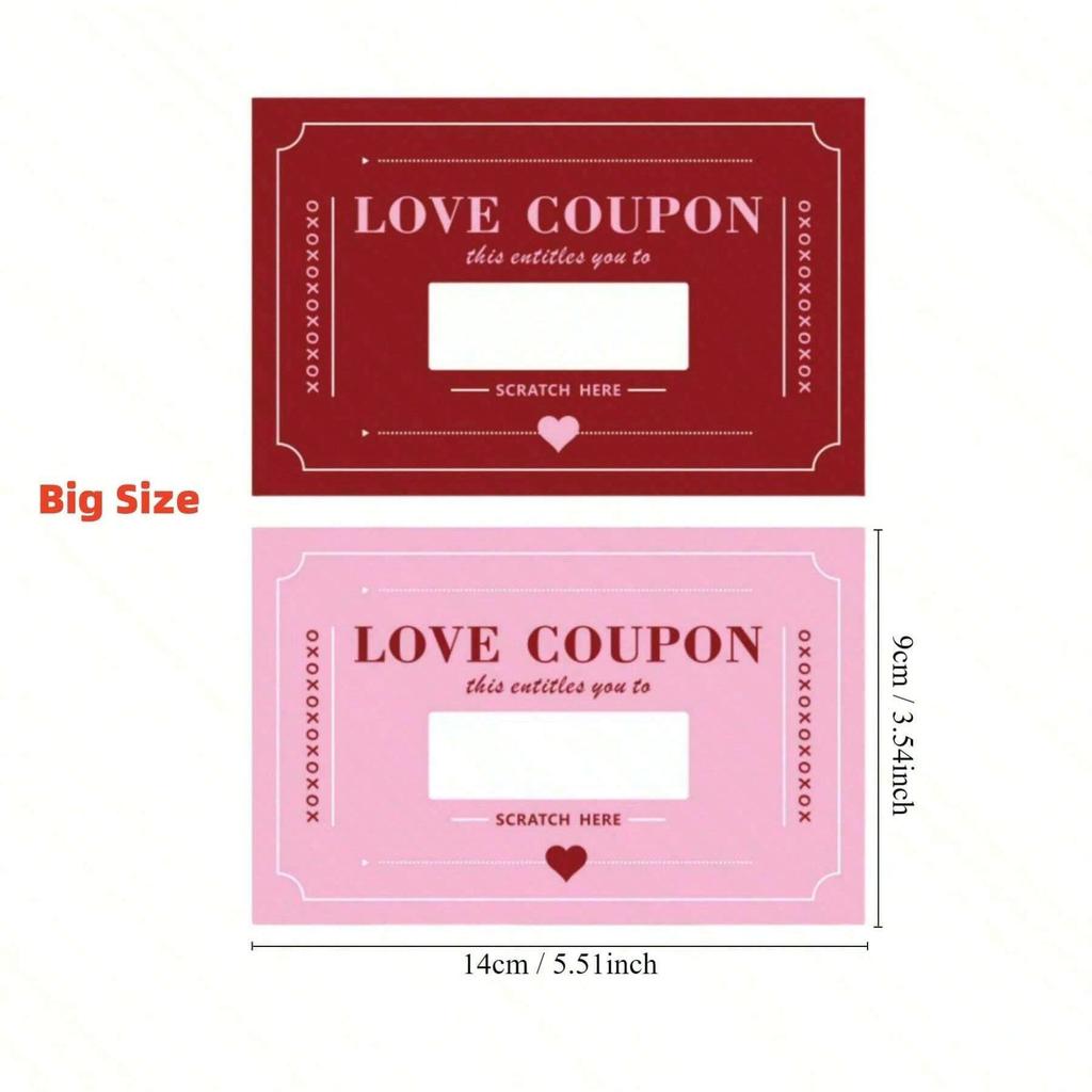 20Pcs Scratch-Off Cards Love Coupons DIY Valentine's Day Party Game Card with Scratch Off Stickers for Wedding Anniversary Gift