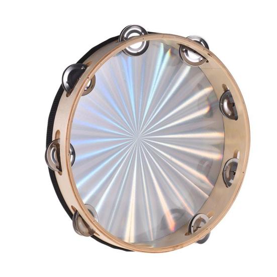 6/8/10inch Reflective Tambourine Single Row Bell Jingle Percussion Instruments