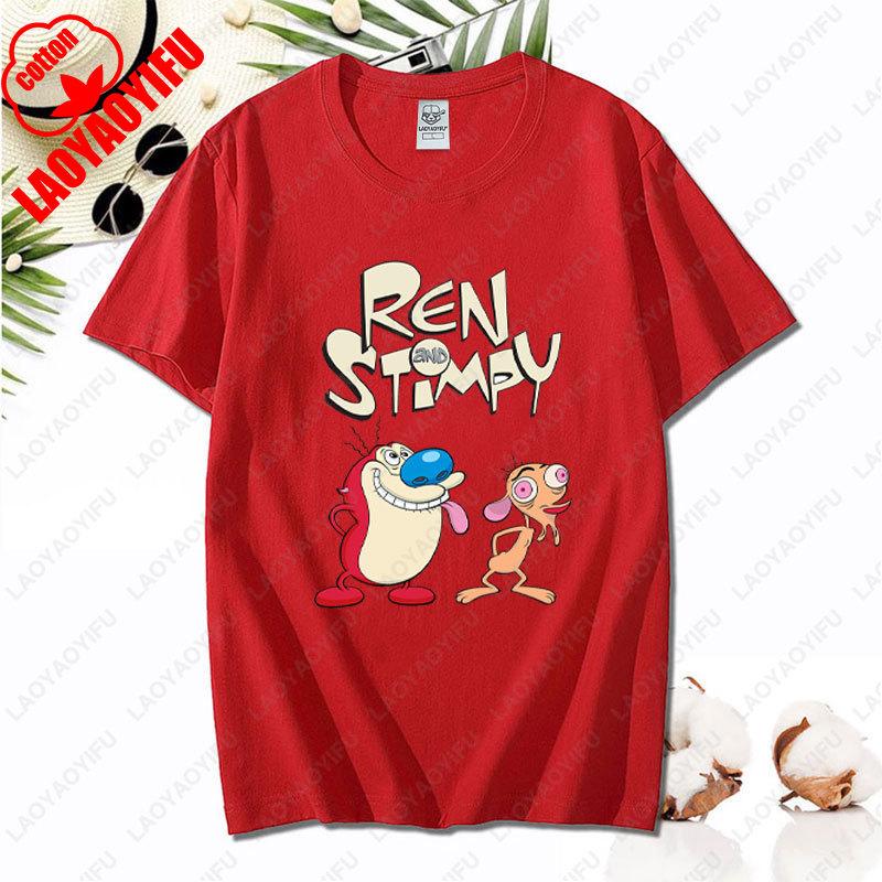 90s Ren Stimpy Show Nickelodeon Nicktoons Dial Cartoon Tshirt Vintage Classic Fashion Streetwear Cotton All Match Unisex Tees
