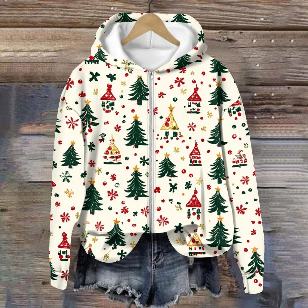 Jackets For Women Long Sleeve  Zip Up  Print Outerwear Casual Jackets