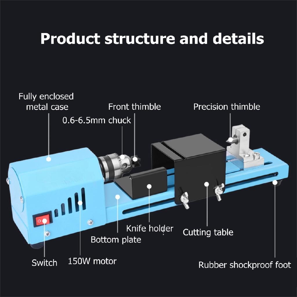 150W 12V-24V cnc Mini perlový stroj Miniaturní soustruh Dřevoobráběcí soustruh DIY Brousek Leštící perle Vrtačka Sada rotačních nástrojů