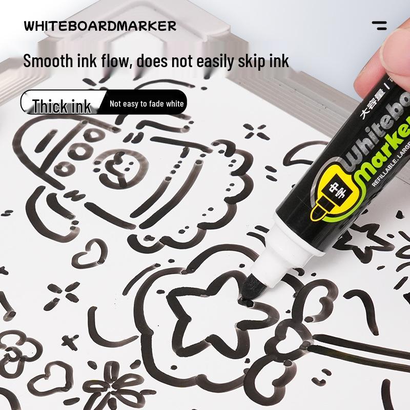 Erasable Large-Capacity Whiteboard Marker with Thick Round Tip for Office and Teaching.