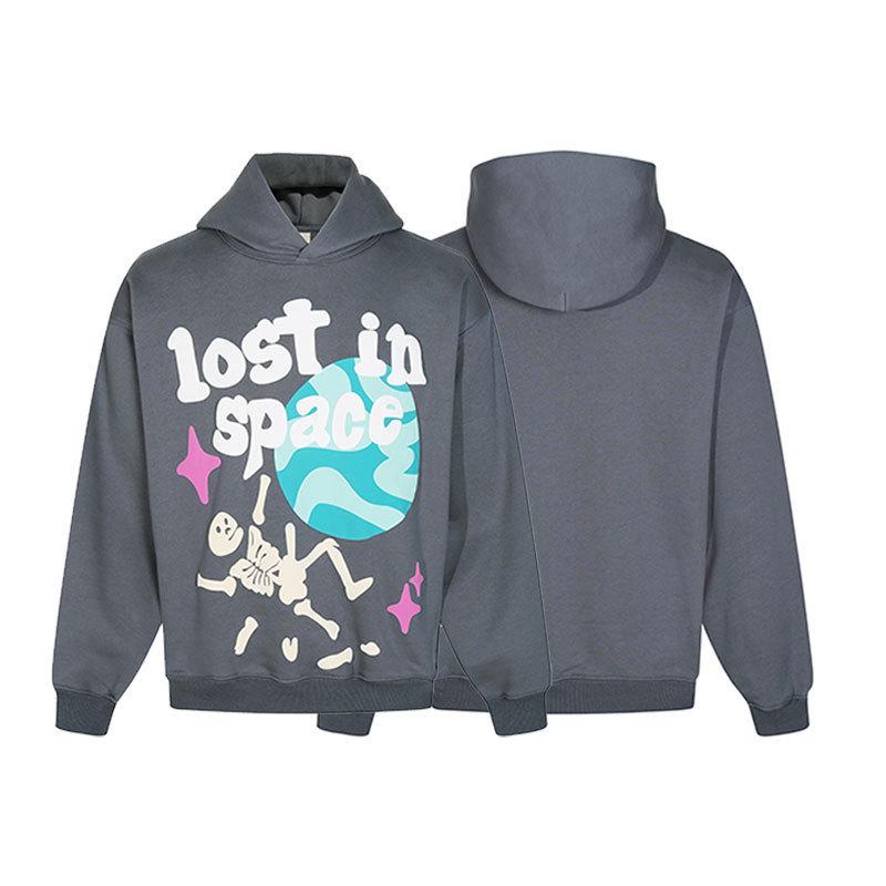 Unisex Broken Planet Print Velvet Hoodie - Trendy & Casual
