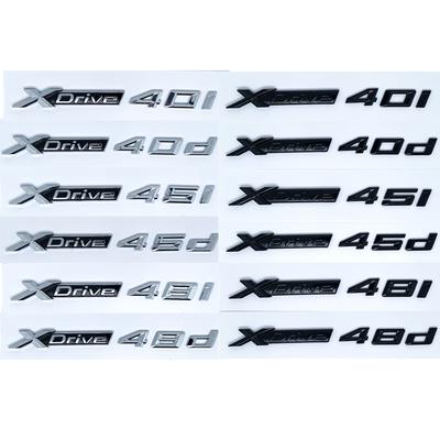Autocollant Emblème de Voiture 3D ABS Noir Brillant Argent XDrive 40i 40d 45i 45d 48i 48d Pour X1 X2 X3 X4 X5 X6 X7 GT