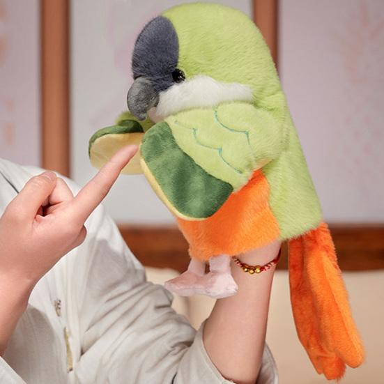 Parrot Hand Puppet Plush Toy Soft Stuffed Bird for Baby Early Education Kindergarten Cute Ventriloquist Doll for Storytelling Interactive Gift for