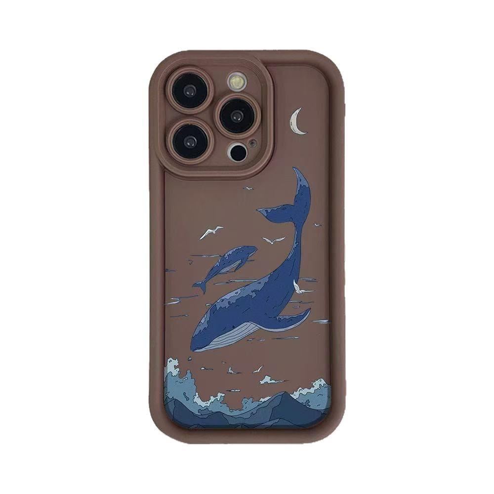 Sky Blue Whale is suitable for iphone16pro mobile phone case Apple 15 anti-drop 14 European and American 13promax new 12x