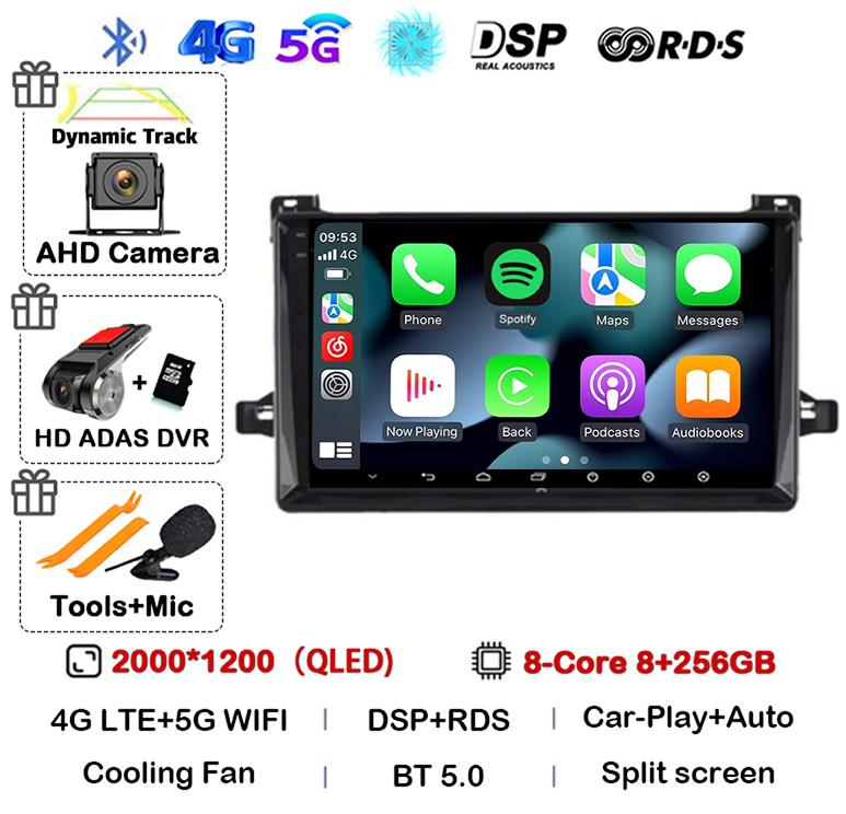 Android 14 Carplay Car Radio For Toyota Prius XW50 2015 2016 2017 2018 2019 2020 4G+WIFI 360 Camera Multimedia Player GPS Stereo