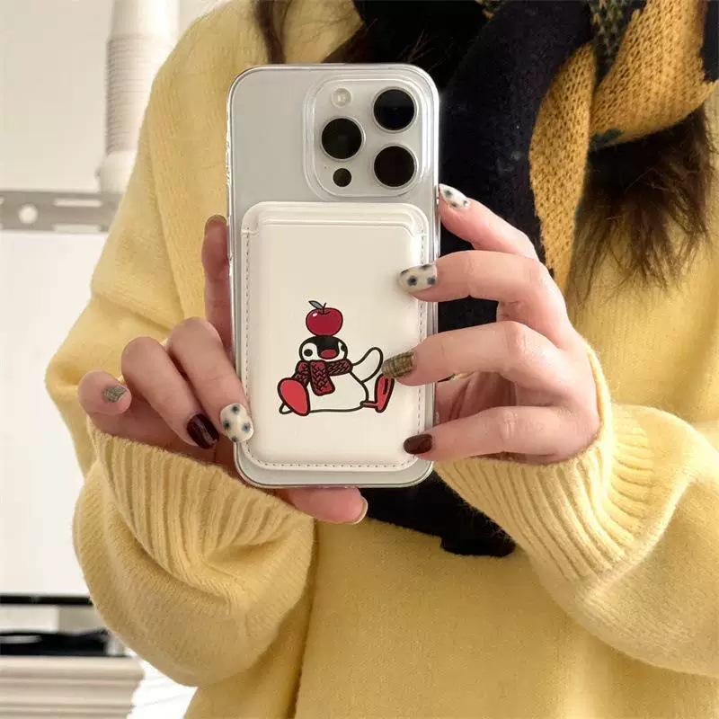 

Penguin Cherry MAGSafe Magnetic Leather Card Holder for iPhone Case Single Card Holder