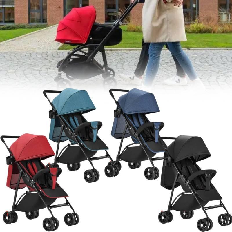 Solid Four Color Wheeled Baby Stroller Lightweight Foldable Convertible Seat
