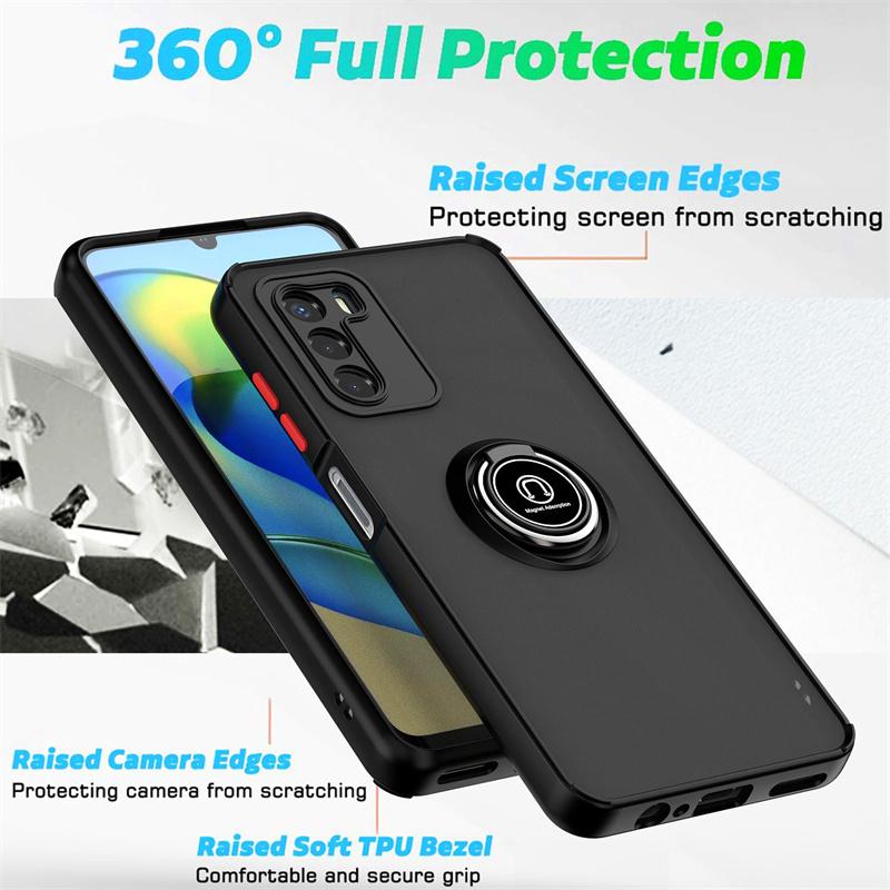 For Motorola Moto G42 Case Magnetic Ring Stand Shockproof Phone Cases For Moto G42 G 42 MotoG42 Matte Armor Hard PC Back Cover