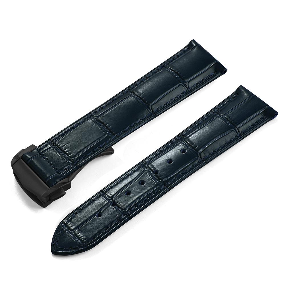 19mm 20mm 21mm 22mm High Quality Genuine Leather Watch Strap For Omega 007 Seamaster 300 Business Clasp Accessories