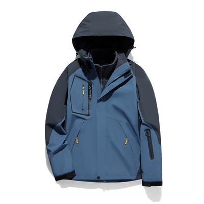 Neue Outdoor-Bergsteigerjacke Herren Drei-in-Eins abnehmbare Herbst- und Winter-Fleecejacke verdickt Paarjacke