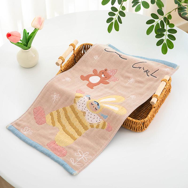 Cartoon Children's Pure Cotton Gauze Towel 25x50cm - Absorbent & Quick-Drying for Face Washing