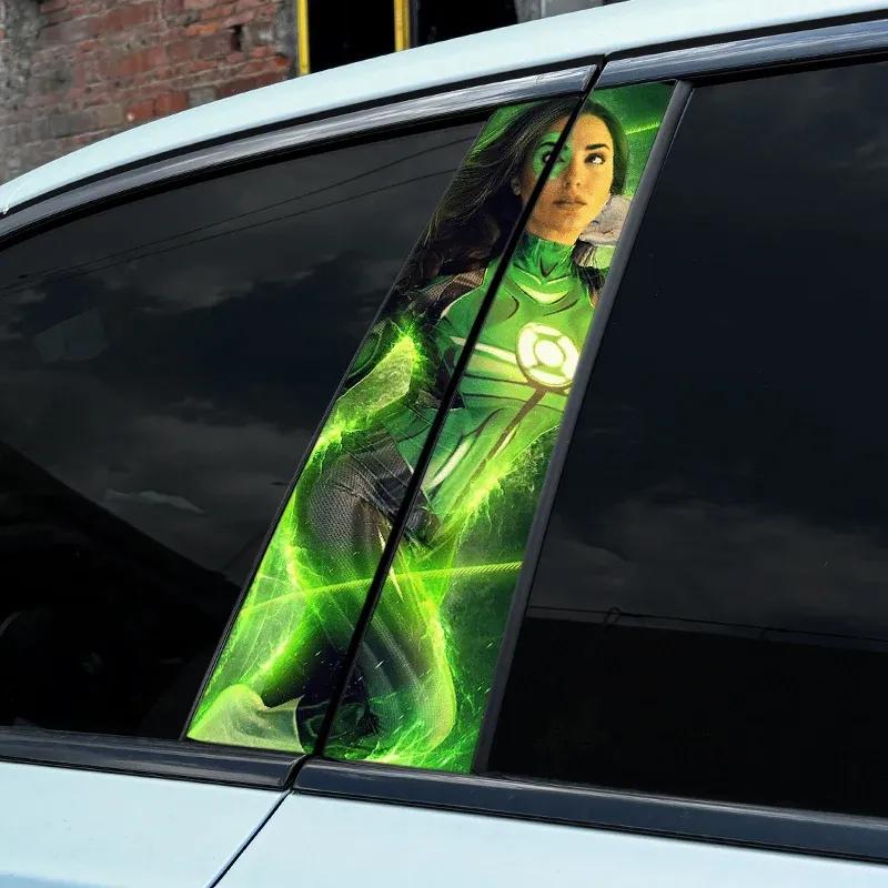 1pc/2pcs Green Film Characters Anime Car B-pillar Stickers Auto Cover Scratches Waterproof Sunscreen Vinyl Decals Decoration