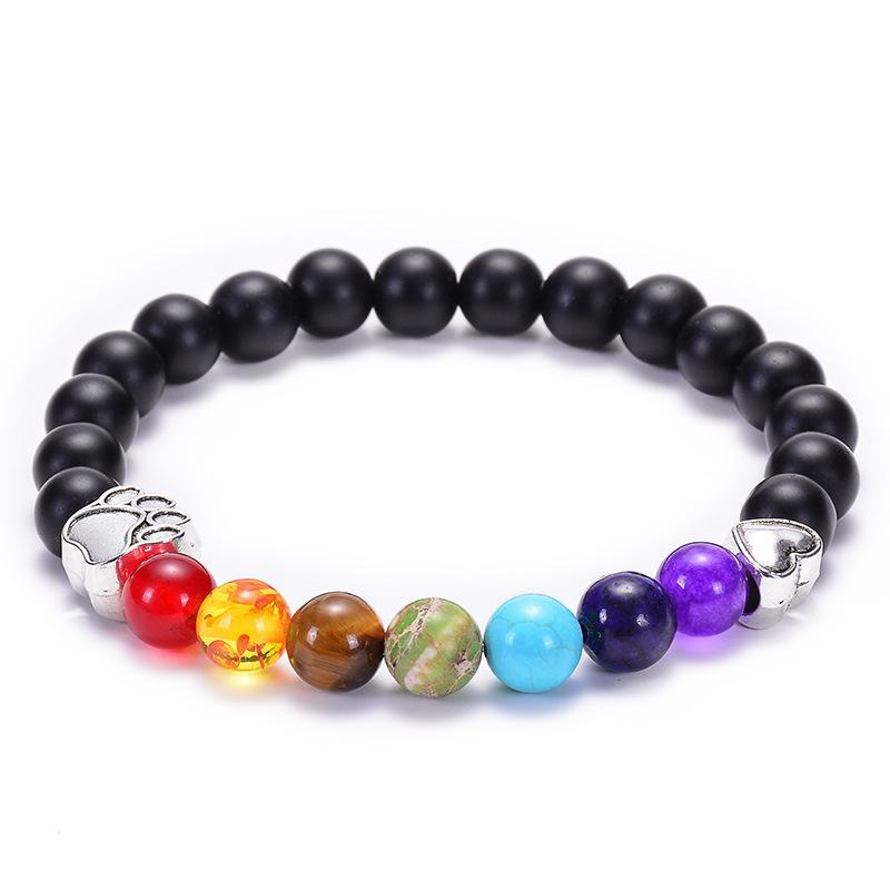 1pcs Bracelet For Men And Women Volcanic Stone Hand Beaded Colored Stone Stretch Hand