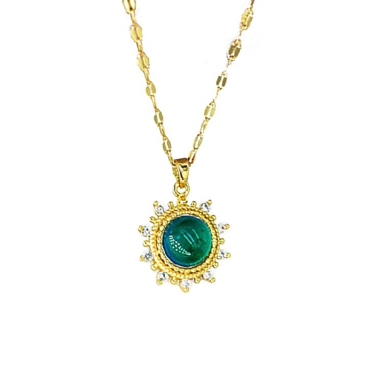 Mood Stone Color Changing Necklace Sun Flower Shaped Pendant Necklace Gift 1