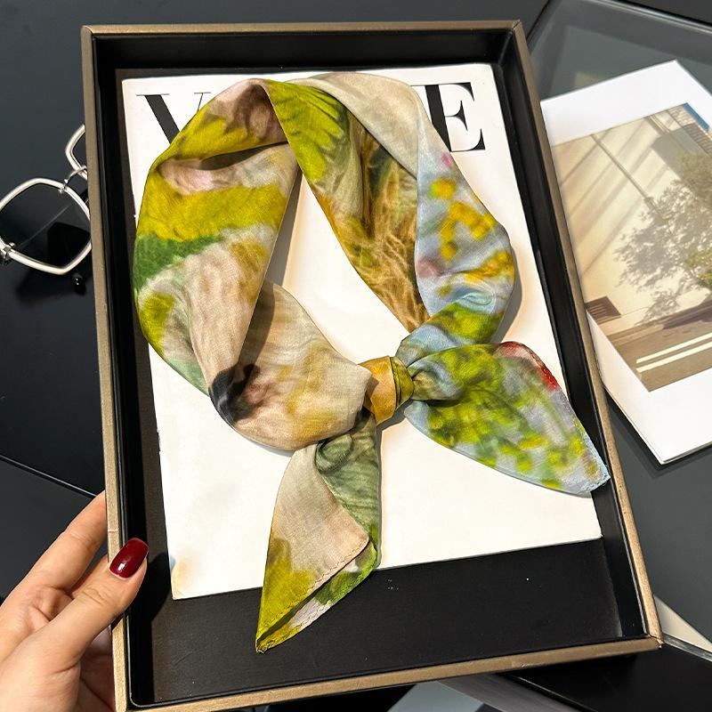 30% Silk 70% Cotton Scarf Women Square Neck Shawls Wraps for Ladies Foulard Scarves Pashmina Female Hijab Bandana Bufanda 70cm