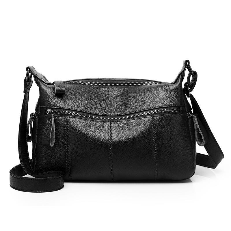 

Сумка для мамы, сумка через плечо из коровьей кожи, сумка через плечо для свекрови среднего возраста, большая вместимость, женская сумка из мягкой натуральной кожи чёрный
