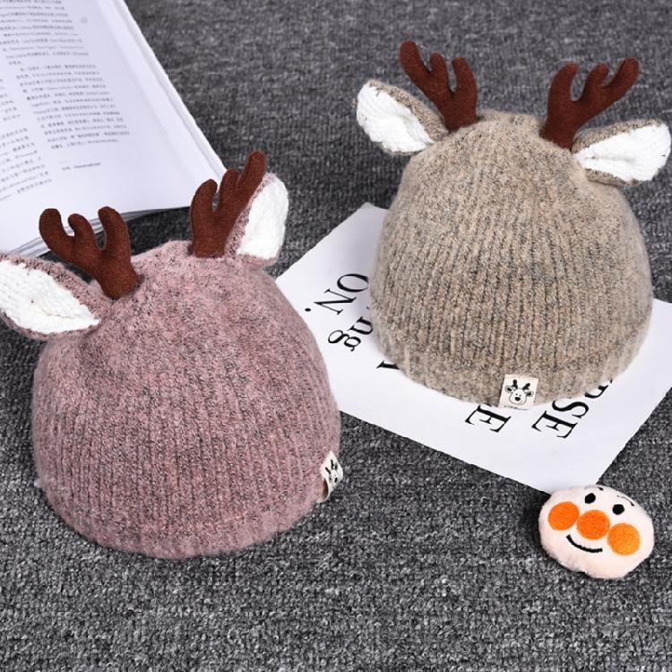 Trendy Woolen Hat Children Antlers Knitted Hat Christmas Hat Winter Halloween