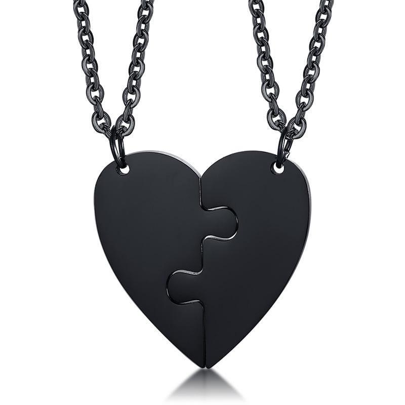 Custom Engrave BFF Friendship Necklaces for 2 Best Friends Gifts, Couple Heart Love Forever Pendant Female BFF Necklaces Set