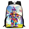 15-Inch Roblox Cartoon Backpack, Large Capacity Back Support Backpack with Front Pocket, Suitable for Unisex Children Aged 5-8