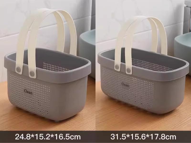 Portable Handle Bath Basket Plastic Mesh Basket Bathroom Shower Wash Bath Large Capacity Storage Basket Toilet Cleaning Supplies