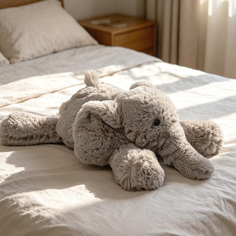 Übergroßer Grauer Liegender Elefant Plüsch Kuscheltier Niedliche Puppe Extra Groß Schlappohr Langer Rüssel Weiches Lockiges Fell Für Teenager Ganze Nacht Entspannung