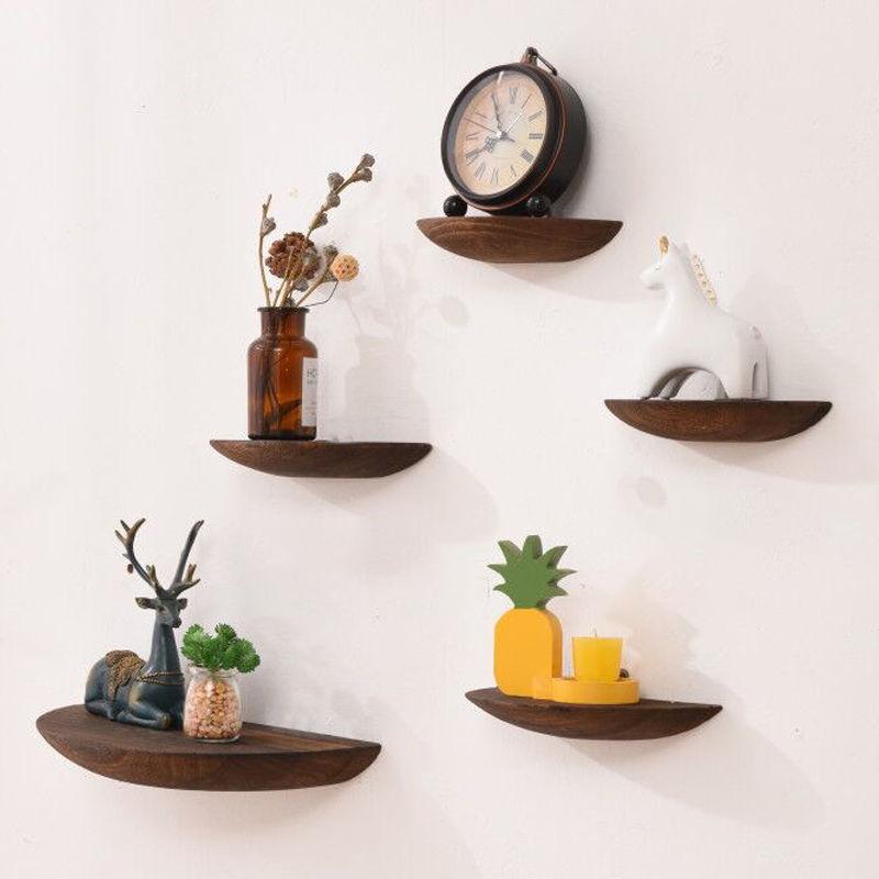 Modern Solid Wood Wall Shelf Frame Accessories Home Livingroom Porch Wall Storage Rack Wall Stand Decoration Wall Holder Crafts