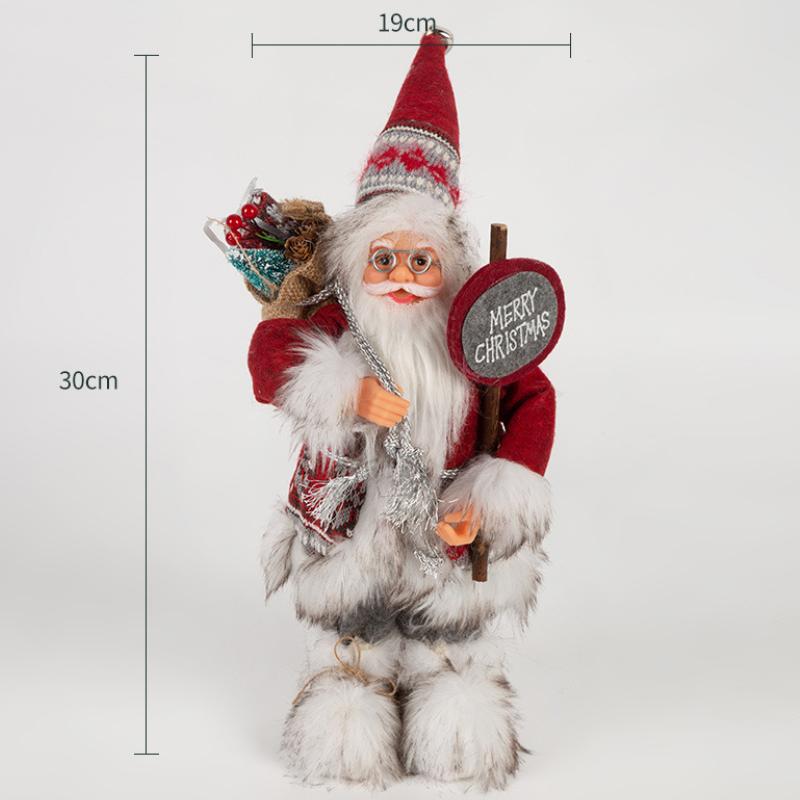 Christmas Decorations pink Santa Claus Dolls Standing Christmas Figurine Holiday Decoration Ornaments Layout Window Decoration