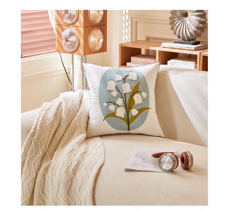 Luxuriöses pastoral gesticktes Gänseblümchen-Kissenbezug - Helles Wohnzimmer Sofa Kissen