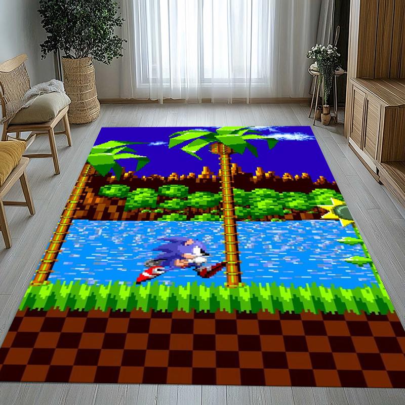 Retro S-Sonic Cartoon Games Living Room Non-Slip Area Rug Soft Carpet for Bedroom Kids Playroom Sofa,Home Decor Doormat Gift