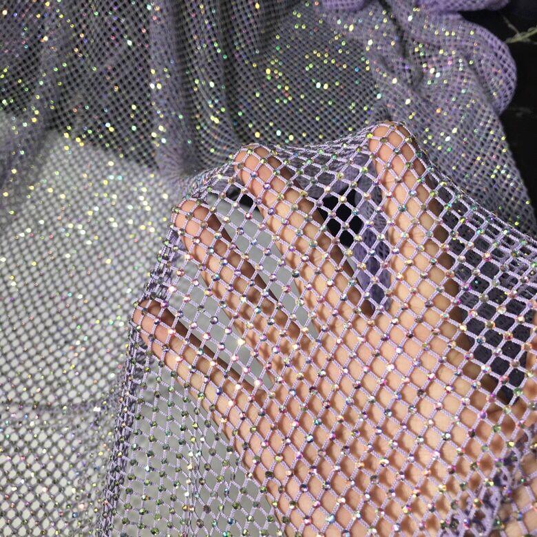 50x120cm Glitter Rhinestone Mesh Fabric Stretch Net Cloth Trim Sew Dress Costume DIY Sewing Craft Dress Supplies New