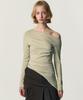 Kimjisu [Ver.2] One Shoulder Draped Jersey Top_Green