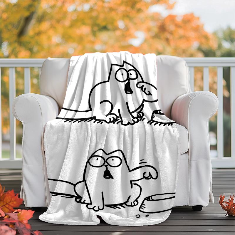 Simon's Cat Flannel Blanket Soft Warm All-Season Throw, Design for Camping, Car Travel, Hiking Sofa, Bed, Office Perfect Gift for Parties