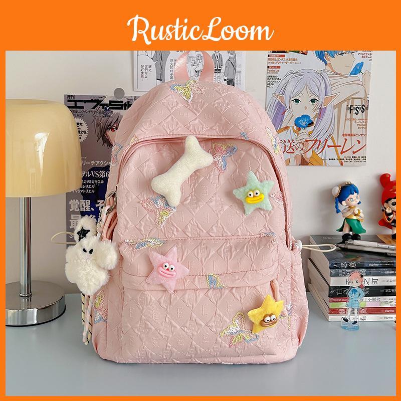 Embroidered Girls Butterfly Backpack With Waterproof Design For Travel School