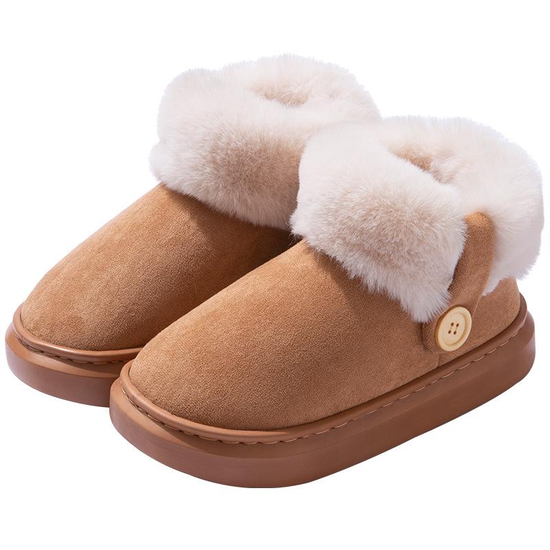 Snow boots, Eva heightened in winter, thick-soled outer wear, velvet warm and non-slip home fluffy cotton shoes, bag heel