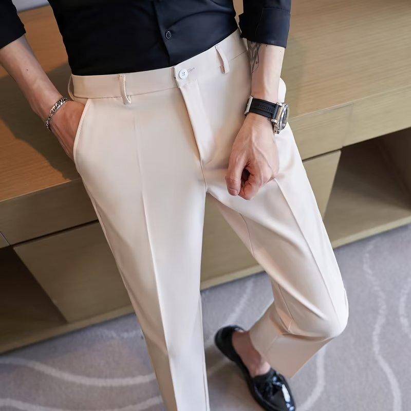 Casual Pants Men's Spring and Autumn New High-end Men's Pants Slim-fitting Embroidered Fashion Nine-point Suit Pants
