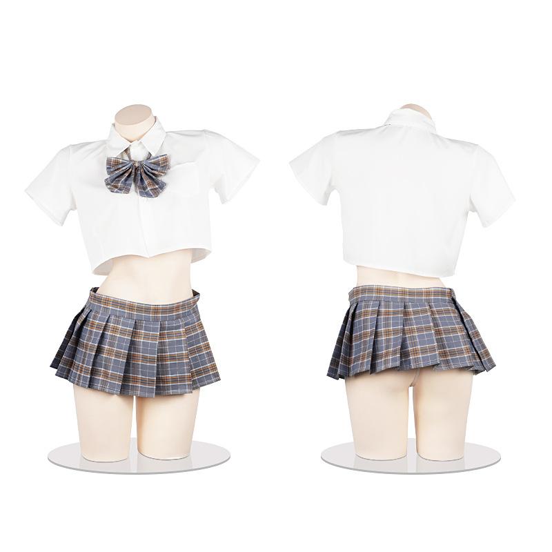 Erotic lingerie student sexy overalls uniform exposed breasts sexy jk small breasts hot pleated academy suit