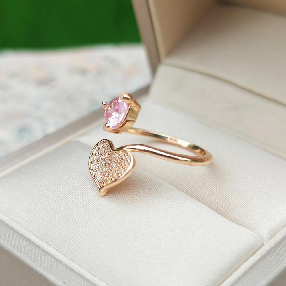 1 Piece Fashion Colorful Zircon Heart Shape Opening Adjustable Rings for Women Stackable Ring Jewelry Wedding Party Accessories