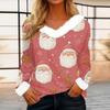 Women's Casual Fashion Long Sleeve Christmas Printed Flannel Collar Top
