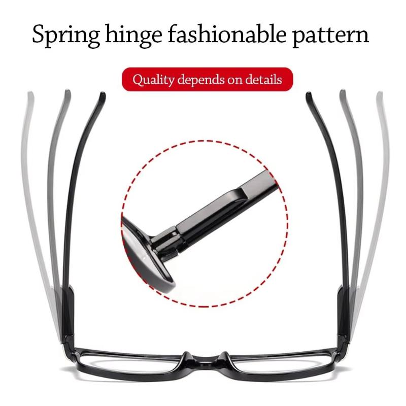 Retro Women Reading Glasses Eye Protection PC Square Eyeglasses Without Face Clip Spring Legs  Eyewear for Men