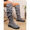 Suede Stacking Boots for Winter 2025 New Plus-size Fleece Low-heeled Sleeves Are No More Than Knee-length Boots for Women
