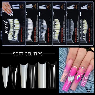 Ghost Tip Nail 500 Pieces Boxed Full Sticker Long Tip Nail French Fake Nail Pieces Are Directly Available In Stock