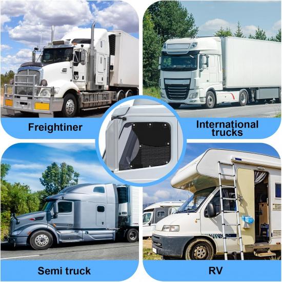 Upgraded 2PCS Side Window Sunshades For Semi Truck,Half Shade/Half See-Through Semi Truck Side Window Sun Blocker,UV Protection Semi Trucks Window