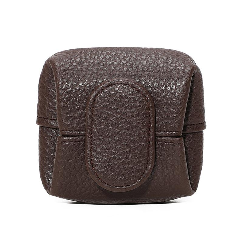 Однотонный мини-кошелек для хранения монет, кожаный кошелек для мелочи для женщин, с пряжкой, для ключей, для наушников, сумка для покупок