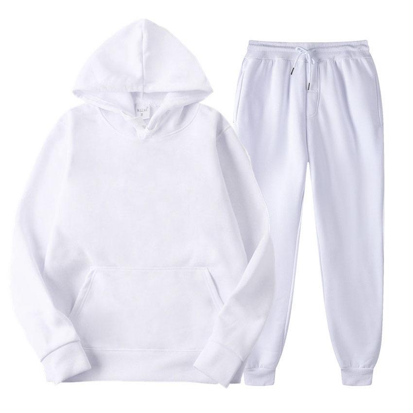 Männer Einfarbig Mit Kapuze Pullover Sets Herbst Winter Fleece Hoodie Zwei Stück Anzug Plus Größe männer Sportswear Hose trainingsanzug