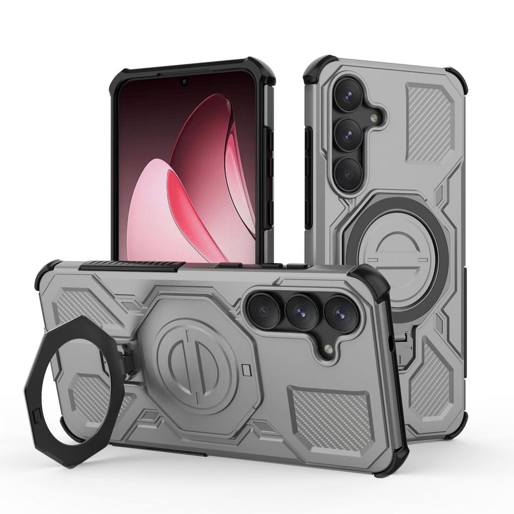 Samsung Galaxy S25 FE Magnetic Ring Case 360° Rotatable [Military-Grade Drop Protection] + Metal Plate for MagSafe Phone Case
